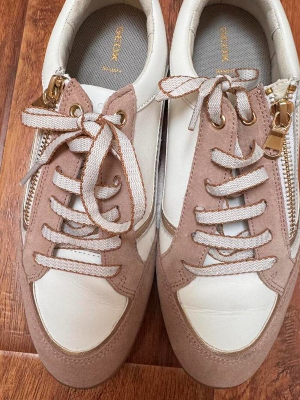 Geox Womens Sneakers EU 37/US 7, Pink and White Sneakers